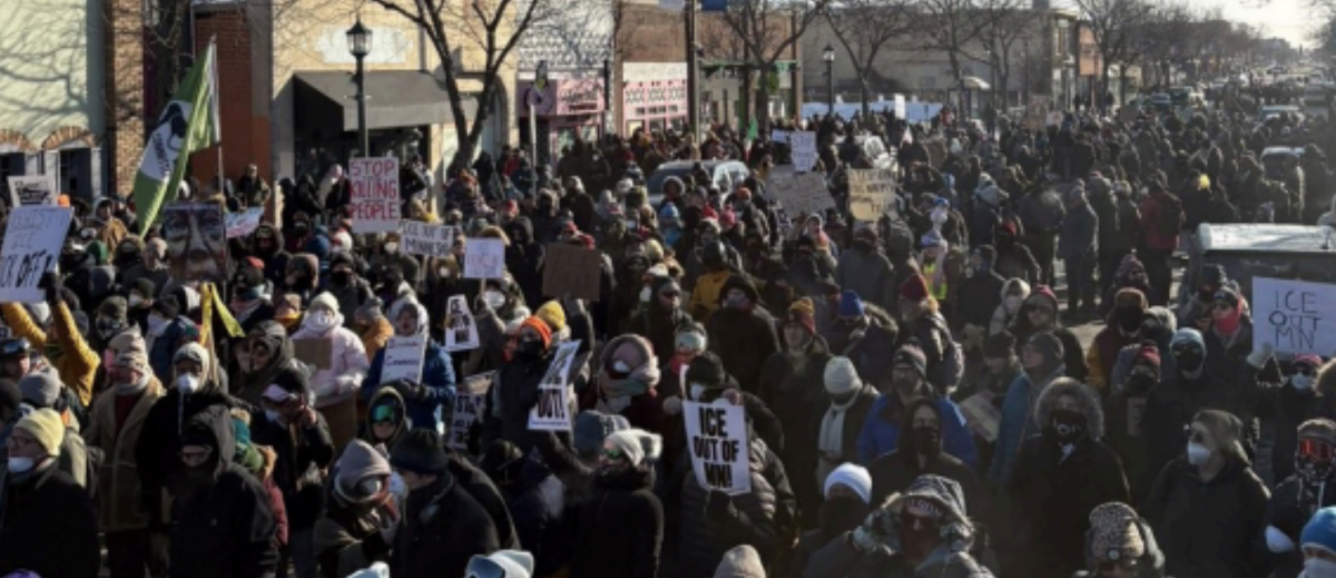 A protest that Breck students attended at the site of Alex Pretti's murder on the day of his death. 